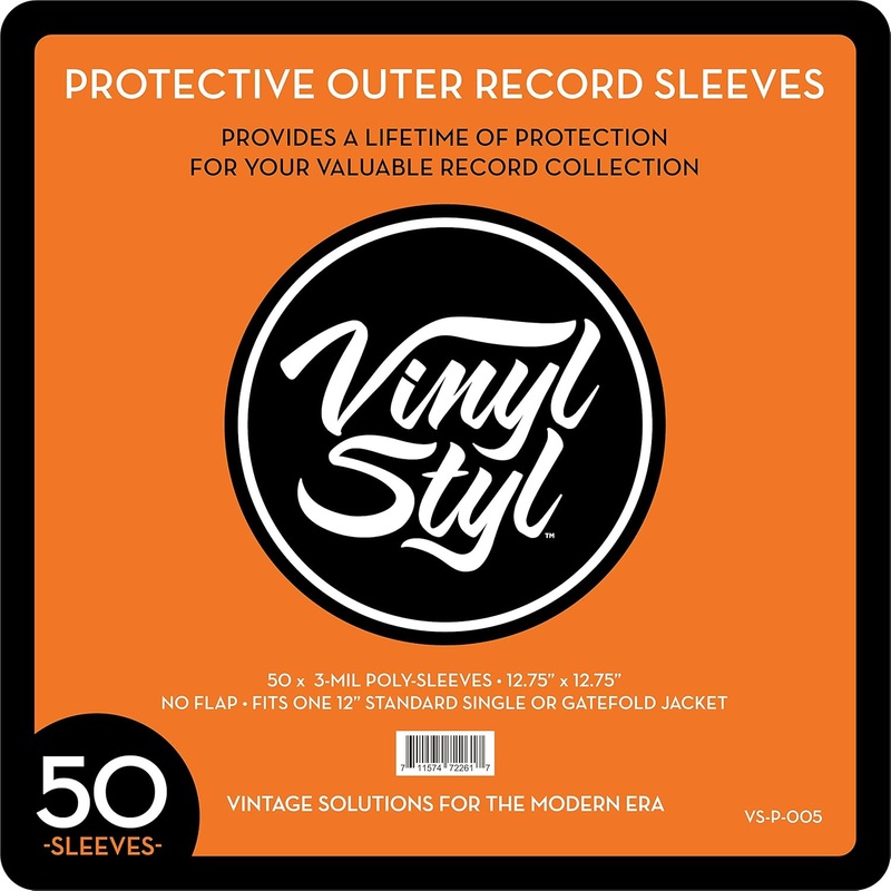 Protective Outer Record Sleeves (3-Mil, Clear, 50 Count) - Fits 12" Vinyl Record Jackets - Vinyl Styl
