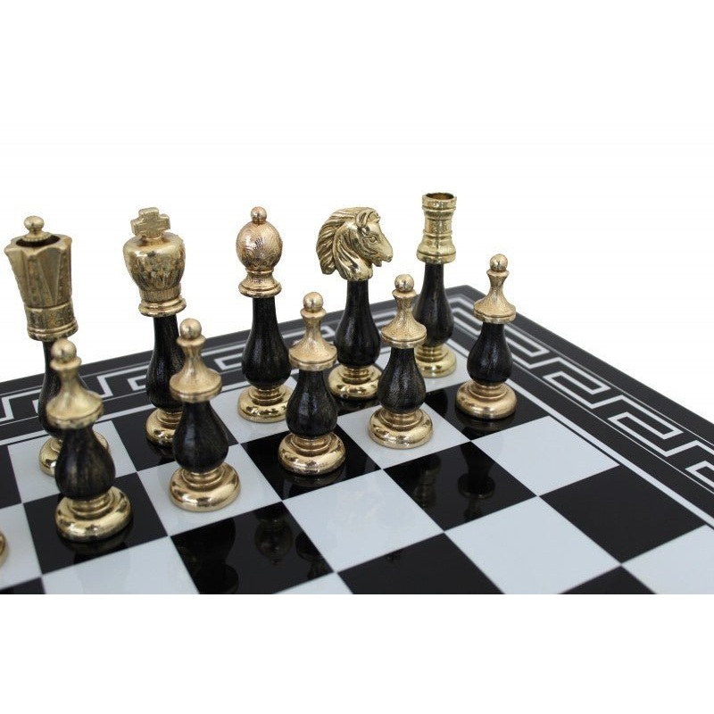 ARABESQUE: Unique Metal & Wood Chess Pieces with Lacquered Wood Chessboard