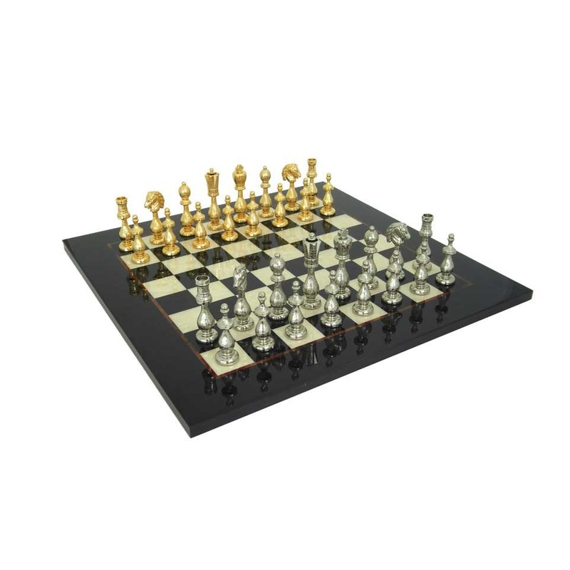Arabic Style GOLD Plated Chess Set with Briar Erable Chessboard
