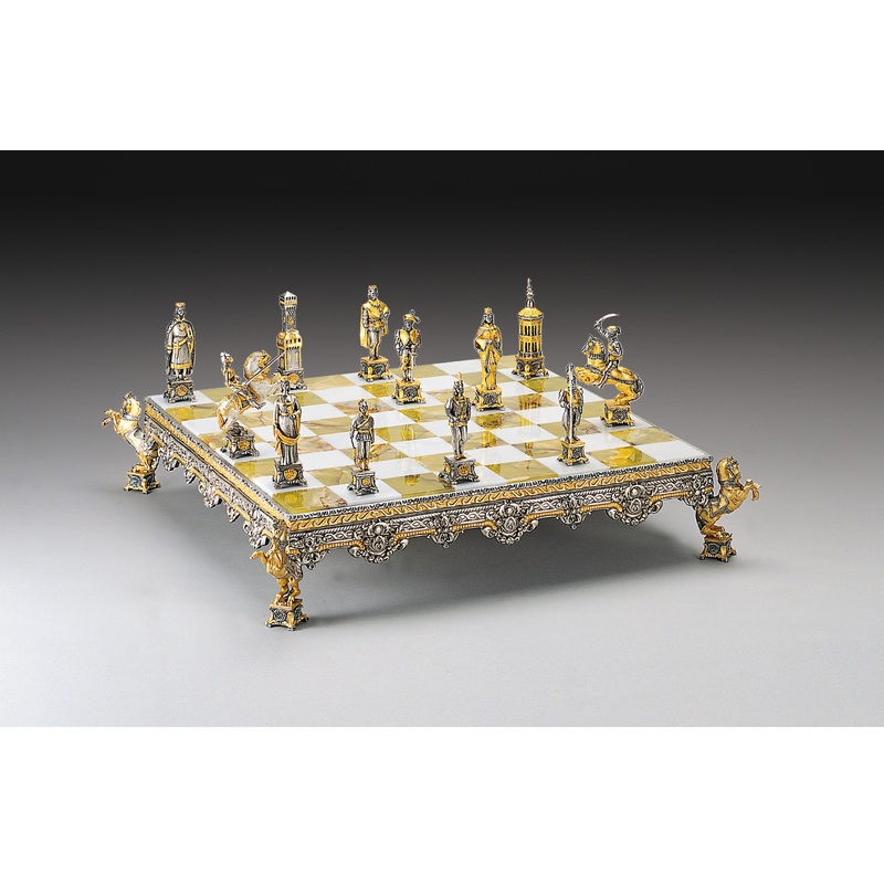 Vatican Soldiers vs Landsknechts: Chess Set From Bronze Finished Using 24k Gold