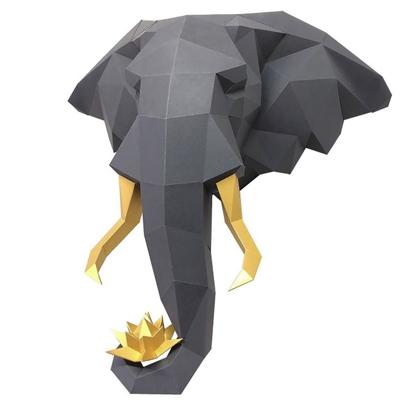 3D Papercraft Kit Elephant and Lotus PP-1SLL-2GG