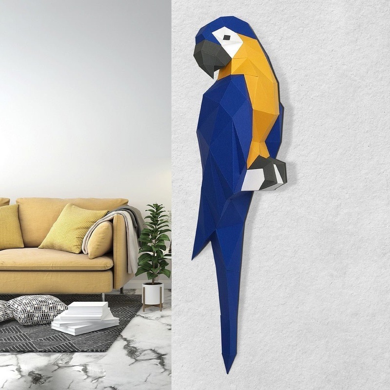 3D Papercraft Kit Ara parrot (Blue) PP-1ARA-3BLU