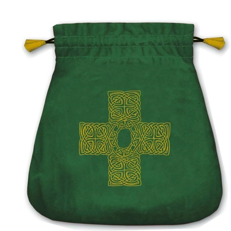 Celtic Cross Satin Green Bag Cards Lo Scarabeo