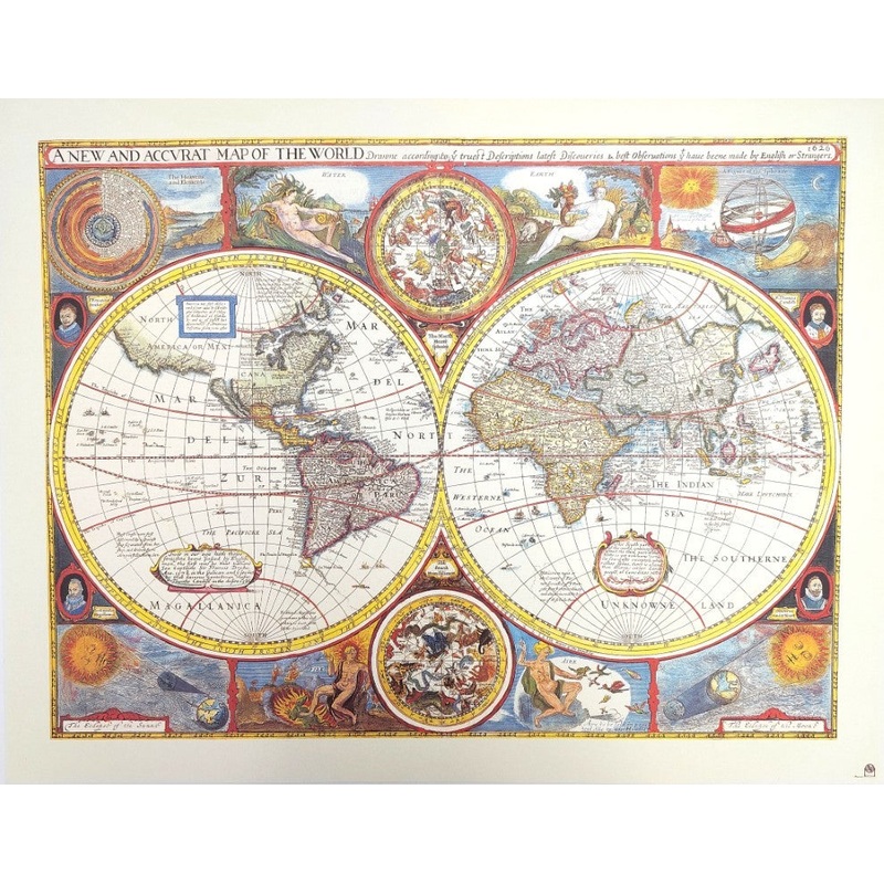 Retro World Map Reprint - John Speed 1651 - M1651