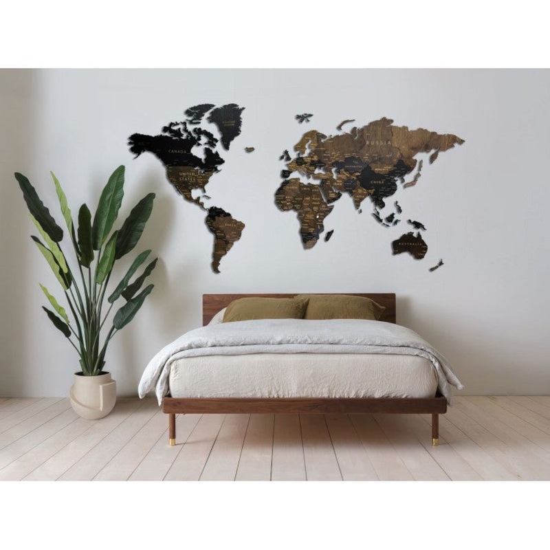 Wall Decoration: Wooden Map Multilevel Wenge L (60105 m)