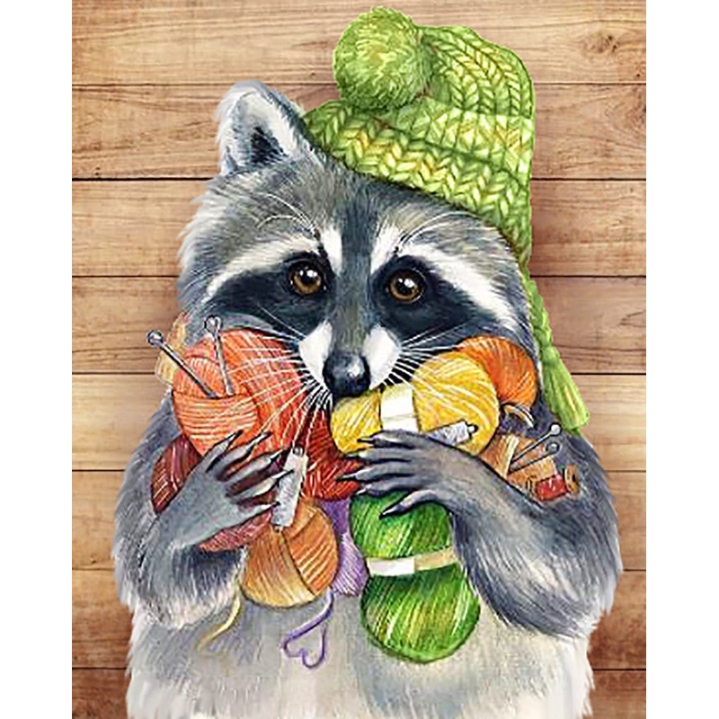 Racoon with Threads Diamond Painting Set CS2576