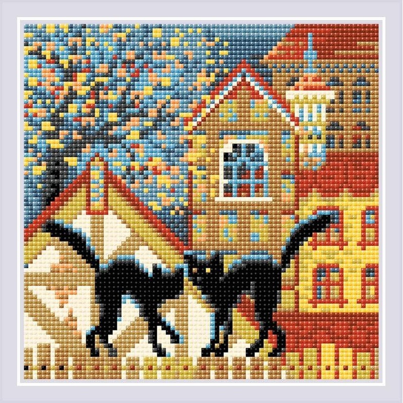 City and Cats. Autumn diamond mosaic kit by RIOLIS Ref. no.: AM0049